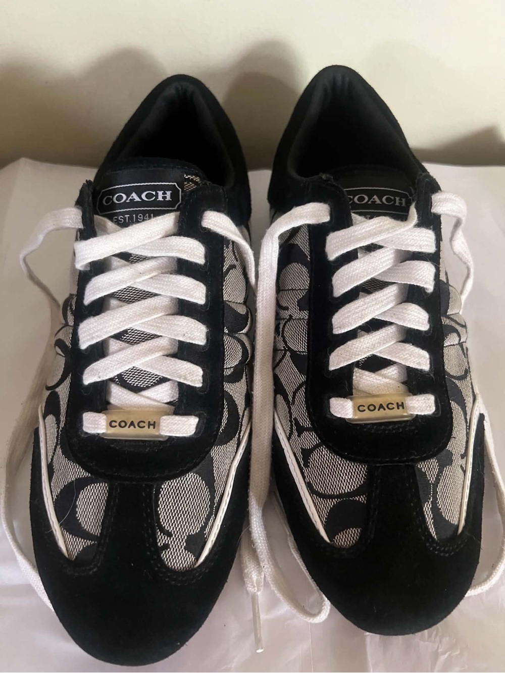 Coach Black and White Signature Low-Top Sneakers